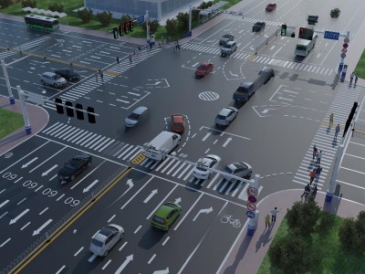 现代道路设施3D模型下载